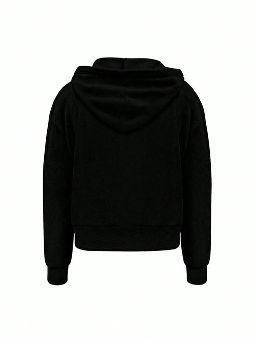 Manfinity Dauomo Men'S Solid Color Drop Shoulder Long Sleeve Zip Front Casual Hoodie